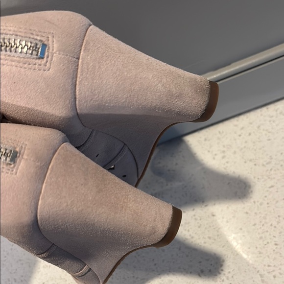 Michael Kors Uma Wedges Open Toe Ankle Boots Cement Suede Back Zipper Size 8.5 - Picture 5 of 9